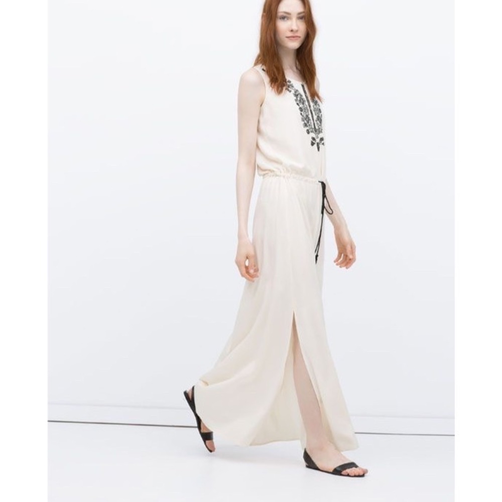 Zara Boho Embroidered Maxi Dress - Picture 2 of 5